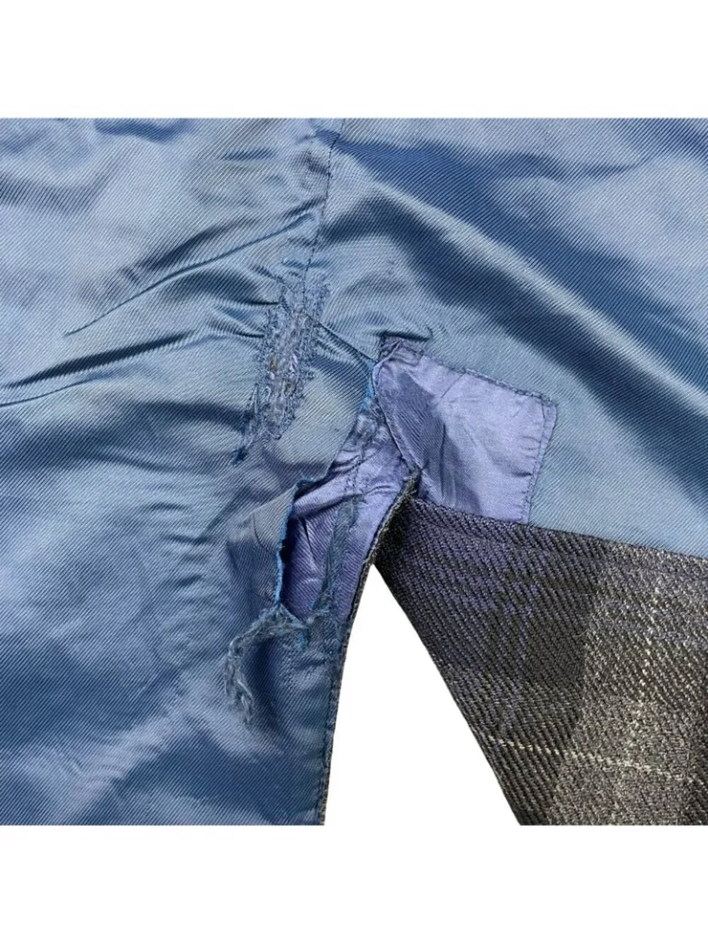 Banana Republic Men's Emmetex Flannel Slim Fit Blazer Gray/Blue Plaid • 40R